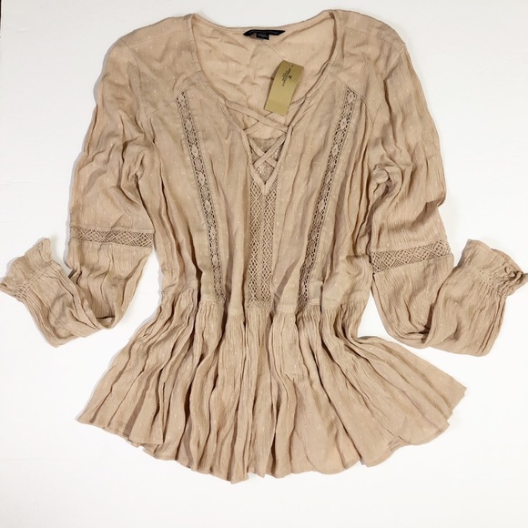 American Eagle Outfitters Tops - American Eagle Oufitters Nude Blouse